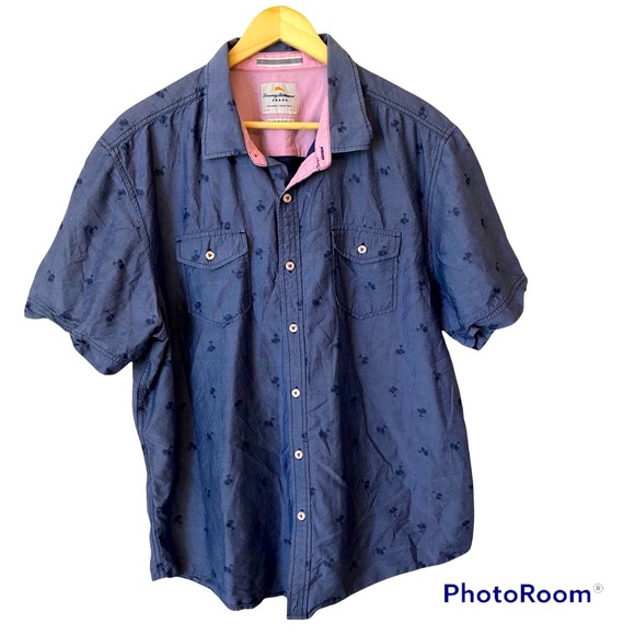 Tommy Bahama Other - Tommy Bahama Tropical Hawaiian Palm Trees Print Casual Button Up Shirt Mens XLT